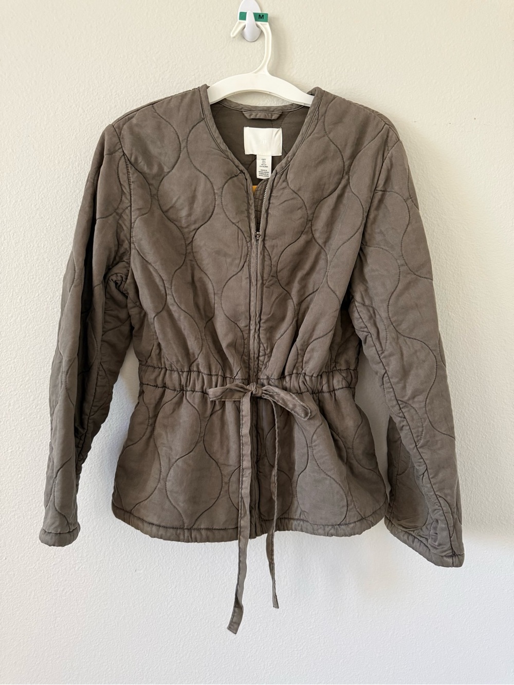 H&M Quilted Drawstring Utility Jacket in Taupe NWT